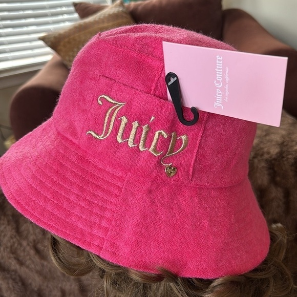 Brand New Juicy Couture Pink Bucket Hat Terrycloth w/ Gold Tone Embroidered Logo main image 8